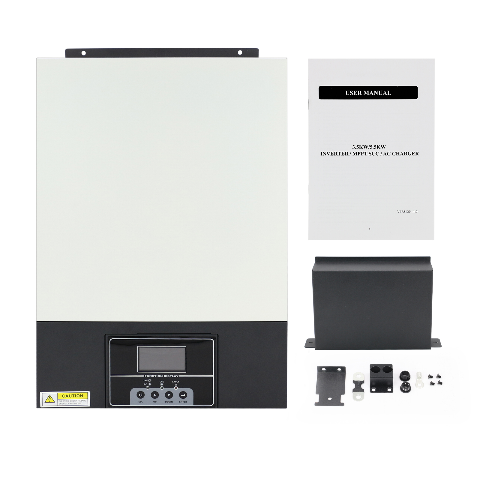 PowMr 3500W 5500W 24/48V 220Vac内置100A MPPT太阳能混合逆变器可无电池启动